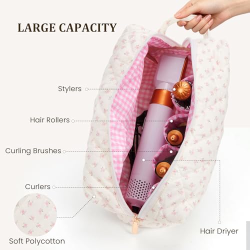 Floral Pink Hair Tools Travel Bag for Dyson Airwrap & Shark Flexstyle