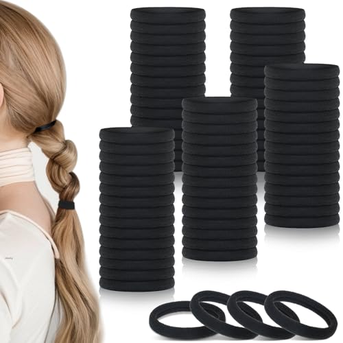 100 Pcs Seamless Nylon Hair Ties for Thick Hair - Durable & Stretchy