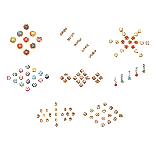 Pack of 8 Multicolored Crystal Bindi Stickers for Women