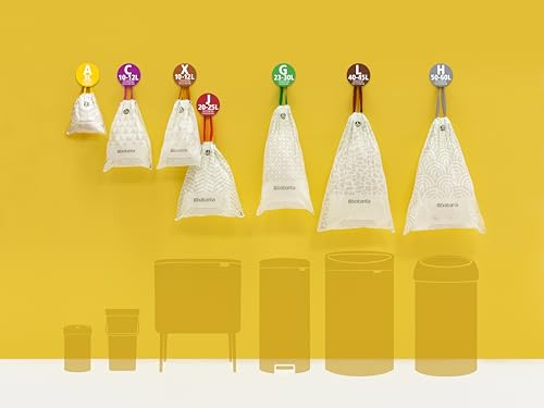 Brabantia PerfectFit Size V Trash Bags - 40 Thick Liners with Drawstring