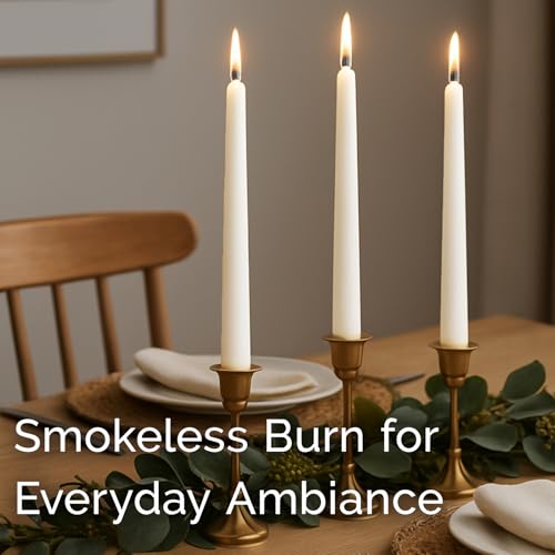 Stonebriar 10" Unscented Taper Candles - Pack of 10, 7 Hour Burn