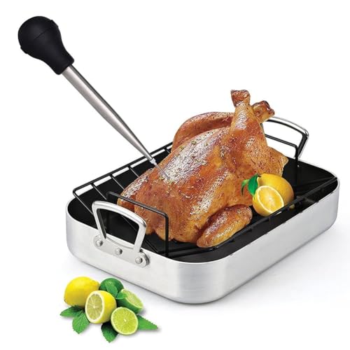 Stainless Steel Turkey Baster with Silicone Bulb & Marinade Tools