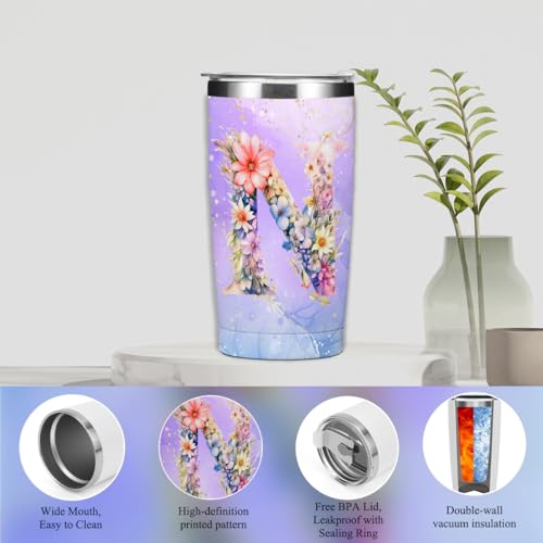 Personalized 6-Piece Monogrammed Gift Set with 20 oz Tumbler and Makeup Bag