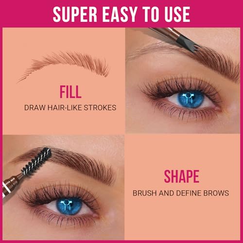 iMethod Microblading Eyebrow Pen Dark Brown 2-in-1 Eyebrow Pencil with 3-Fork Tip & Spoolie for Natural, Long-Lasting Brows
