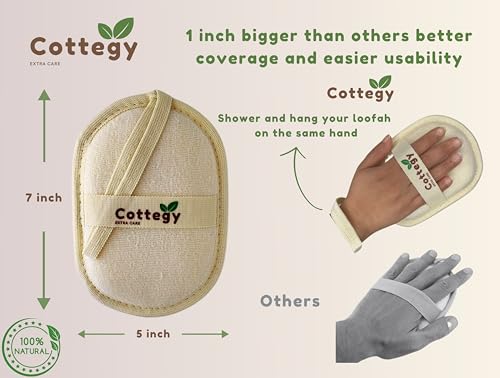 Cottegy Egyptian Loofah Exfoliating Scrubber - 2 Count Natural Bath Sponge