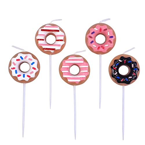 5 Mini Cute Donut Shaped Birthday Candles for Cake Decoration