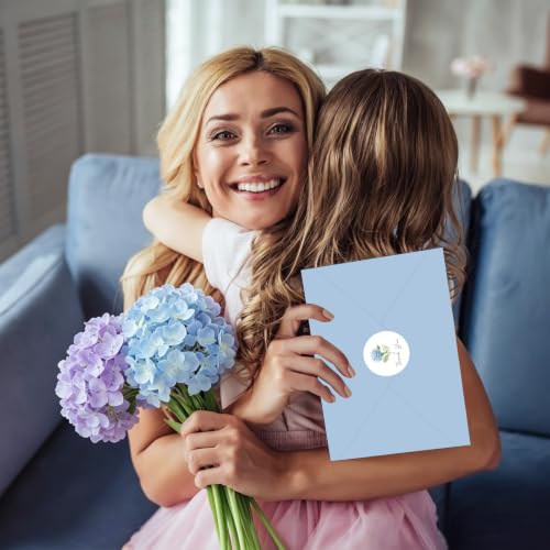 24 Pack Blue Hydrangea Thank You Cards with Envelopes - Elegant Floral Design
