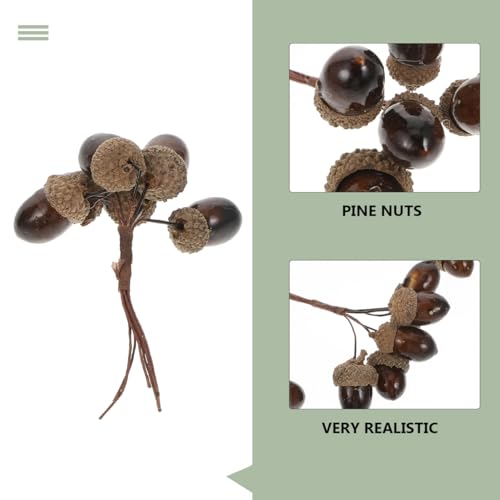 Abaodam 3pcs Realistic Artificial Acorn Picks for Fall Decor