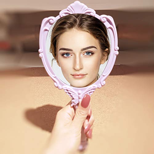 VrHere MirriM Butterfly Embossed Handheld Mirror with Folding Handle - Princess Style Girls Mirror, Travel & Makeup