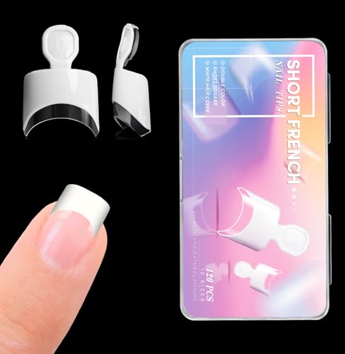 Krofaue French Half Wrap Nail Tips - 120PCS Acrylic False Tips