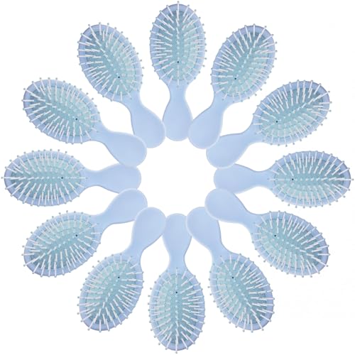 Dusty Blue Mini Hair Brush Set - 12 Pack Travel Detanglers
