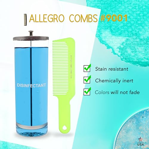 Allegro Combs Flat Top Hair Cutting Comb Neon Yellow 9001 for Barbers & Stylist