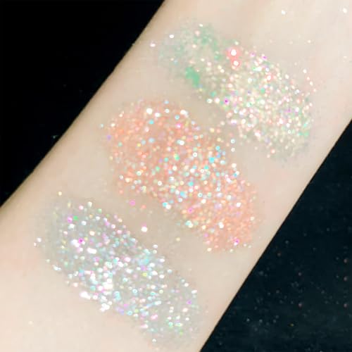 Okerker White Glitter Eyeshadow Loose Powder - Bling Under Eye Makeup, Variation #38