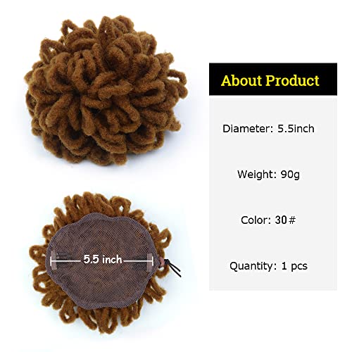 8 Inch Brown Faux Locs Ponytail Bun for Women - Drawstring Dreadlocks Hairpiece