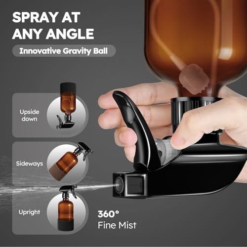 Tecohouse 360° Glass Spray Bottles with Silicone Sleeves - 16oz, 2 Pack