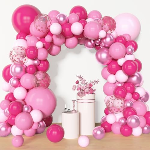 Amandir 153 Pcs Hot Pink Balloon Arch Kit for Parties
