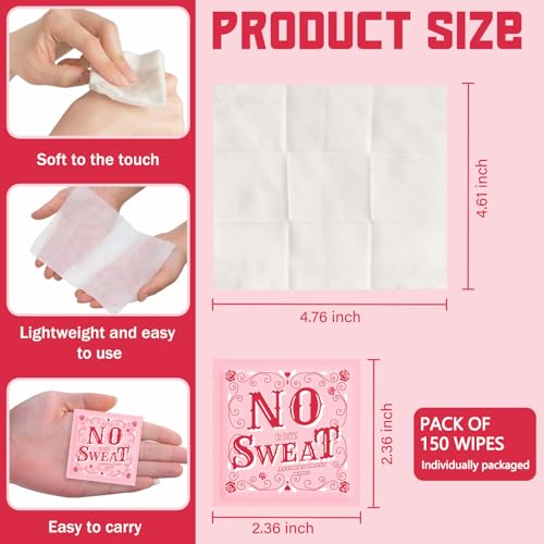 BUAEL 150 pcs Travel Deodorant Wipes for Men Women Teens - Hypoallergenic Body Cleansing