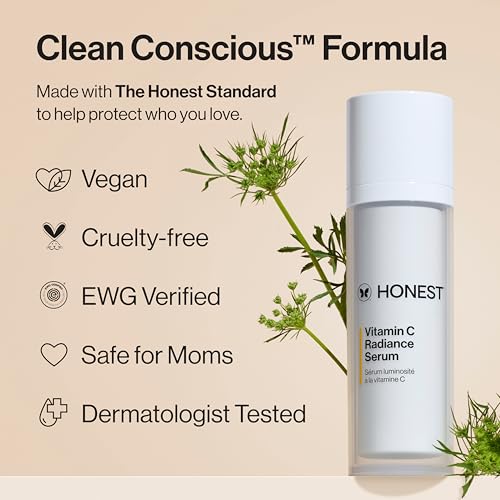 Honest Beauty Mini Vitamin C Radiance Serum 0.33 fl oz Travel Size, Fragrance-Free