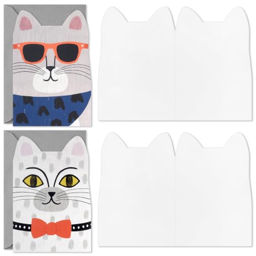 Hallmark Cat-Shaped Blank Greeting Cards with Envelopes - 16-Pack