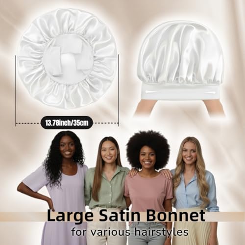 Large Silk Bonnet for Sleeping - Hypoallergenic Satin Hair Cap