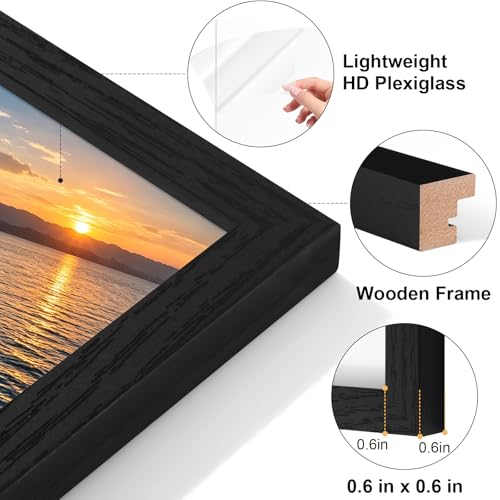 Vittanly 5x7 Double Picture Frame - Hinged MDF Design with Plexiglass