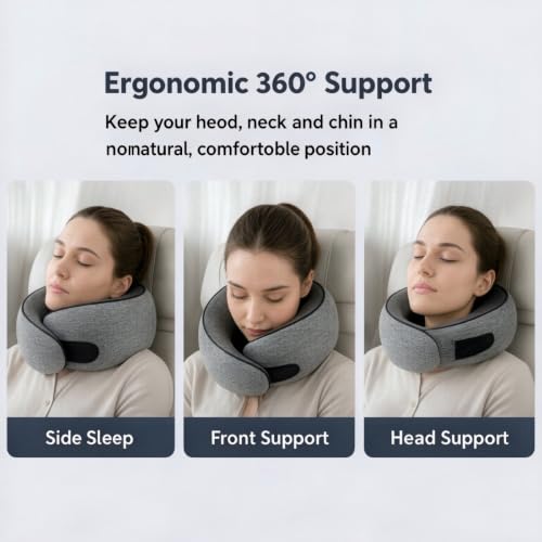 Ergonomic Travel Neck Pillow - Memory Foam Support for Flights