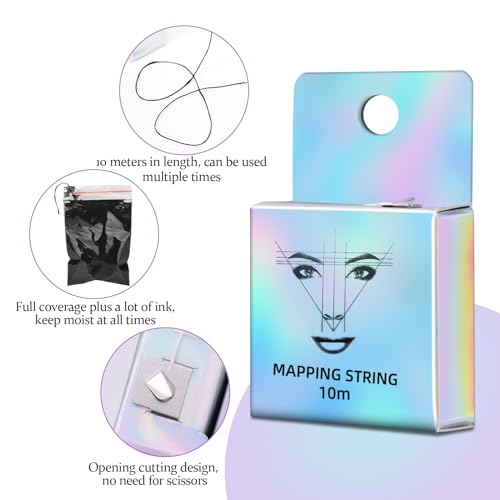 ATOMUS Pre-Inked Eyebrow Mapping String - 6 Pack 10m Microblading Thread