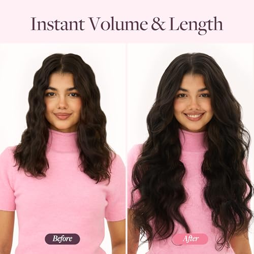 GOO GOO Clip in Hair Extensions Real Human Hair, Remy Human Hair Extensions Clip ins for Women, Natural Human Hair, 18inch 120g 7Pcs, 2 Dark Brown