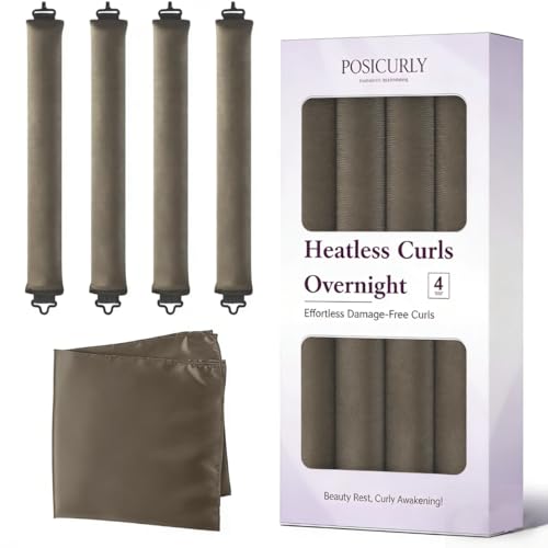 Heatless Curls Overnight Hair Curlers - 4 Velvet Rollers with Satin Wrap