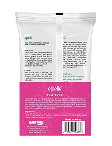 Epielle Tea Tree Makeup Remover Wipes - 60 Count Bulk Pack