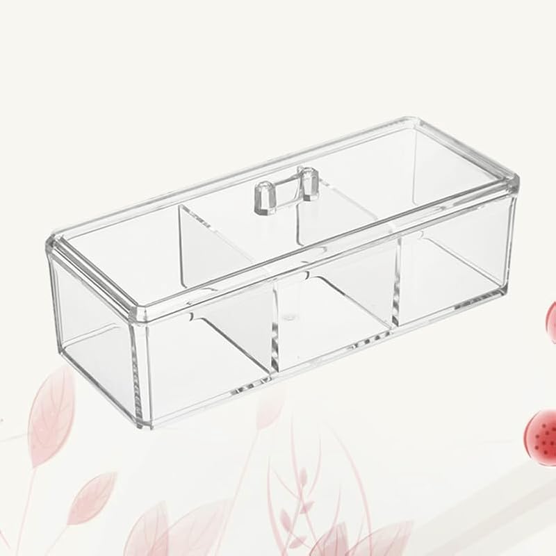 FRCOLOR Clear Acrylic Makeup Organizer Box with Lid for Vanity Storage