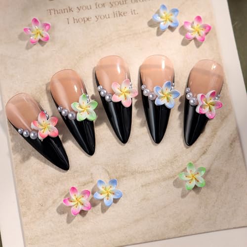 50 Pcs Flower Nail Art Charms - 3D Colorful Floral Rhinestones