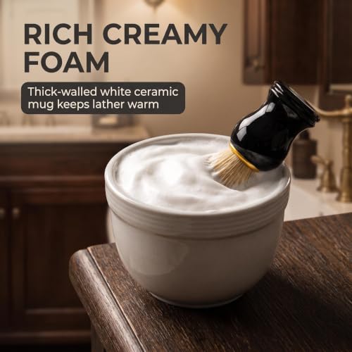 Men's Shaving Kit with Razor Stand, Ceramic Bowl, Brush & Soap