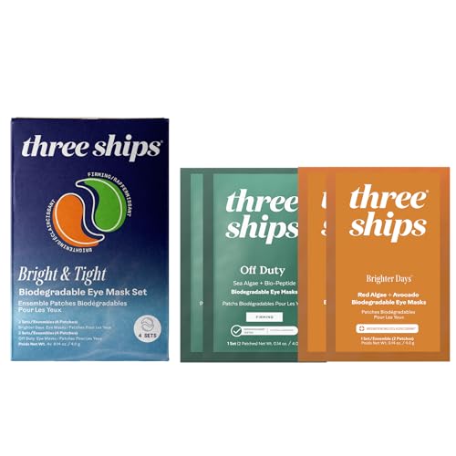 Three Ships Biodegradable Eye Mask Set for Brightening & Firming - 4 Pack