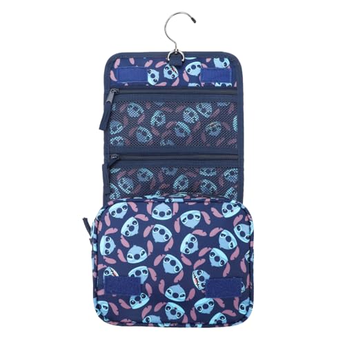 Disney Stitch Travel Toiletry Bag - Foldable Blue Cosmetic Organizer