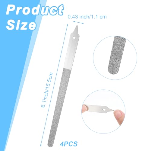 4PCS Diamond Nail File Set - 6" Stainless Steel for All Nails