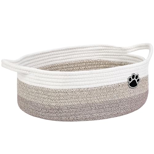 Optish Dog Toy Basket - Woven Rope Storage for Pets, 13.5" x 11" x 5"