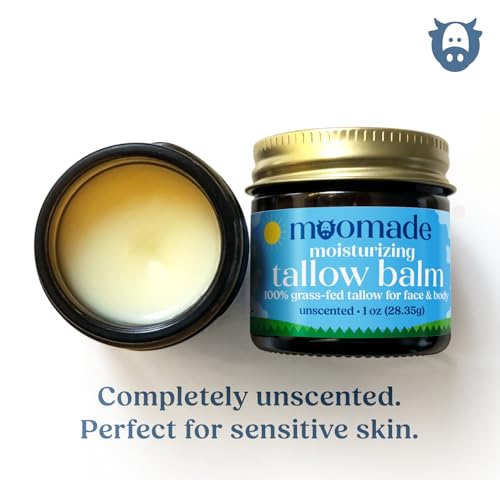 Moomade Unscented Grass-Fed Tallow Balm for Sensitive Skin 1 oz - Organic, Versatile Moisturizer