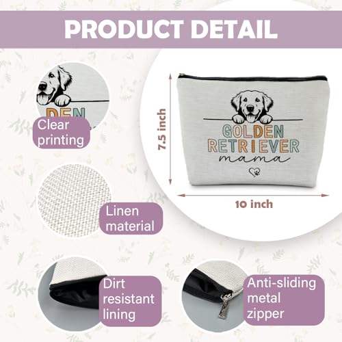 Golden Retriever Mom Makeup Bag for Women - Gift for Pet Loving Moms
