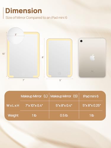 OMIRO 10 x 7 in Makeup Mirror with Lights & 10X Magnifier - White