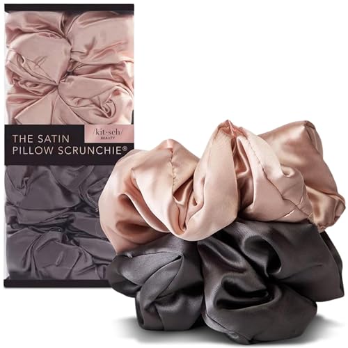 Kitsch Satin Scrunchies for Women - No Crease Hair Ties, 2pcs