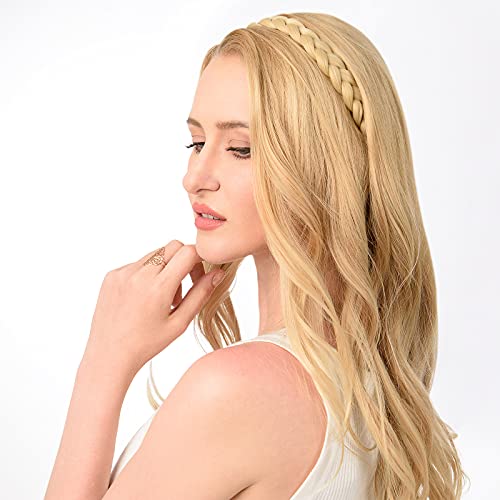 DIGUAN Synthetic Braided Headband, Chunky Plaited Hairpiece - Chestnut