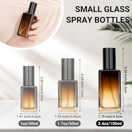 Segbeauty 3.4oz Amber Glass Spray Bottles, 4-Pack Refillable Fine Mist Atomizers