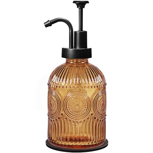Vintage 12oz Glass Soap Dispenser with Pump for Kitchen & Bathroom