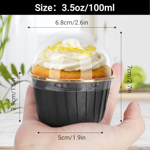 EUSOAR Mini Foil Ramekins with Lids - 3.5oz, 50pcs Aluminum Muffin Cups