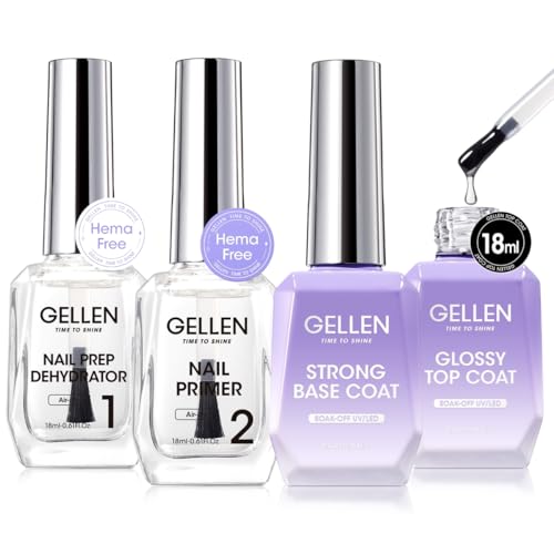 Gellen Nail Dehydrator & Primer with Base & Top Coat Set - 18ml