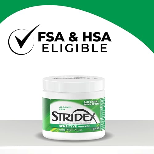 Stridex Sensitive Acne Pads with Aloe, Alcohol-Free, 55 Count (Pack of 2)