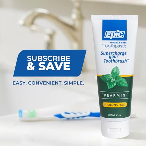 Fluoride-Free Xylitol Toothpaste with Spearmint - SLS-Free, 4.9oz, 2-Pack