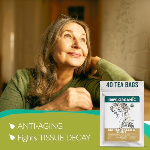 Organic Marshmallow Root Tea (40 Tea Bags) for Throat & Digestive Comfort