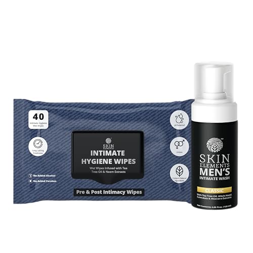 Skin Elements Men's Intimate Hygiene Combo: 120ml Foaming Wash & 30 Wipes